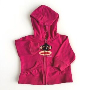 PAUL FRANK Julius Pink Full Front Zipper Fleece Hoodie Girls 24 Months